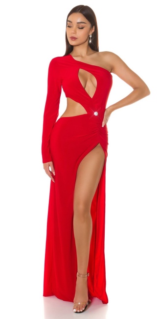 een-arm gala jurk met uitsparingen rood